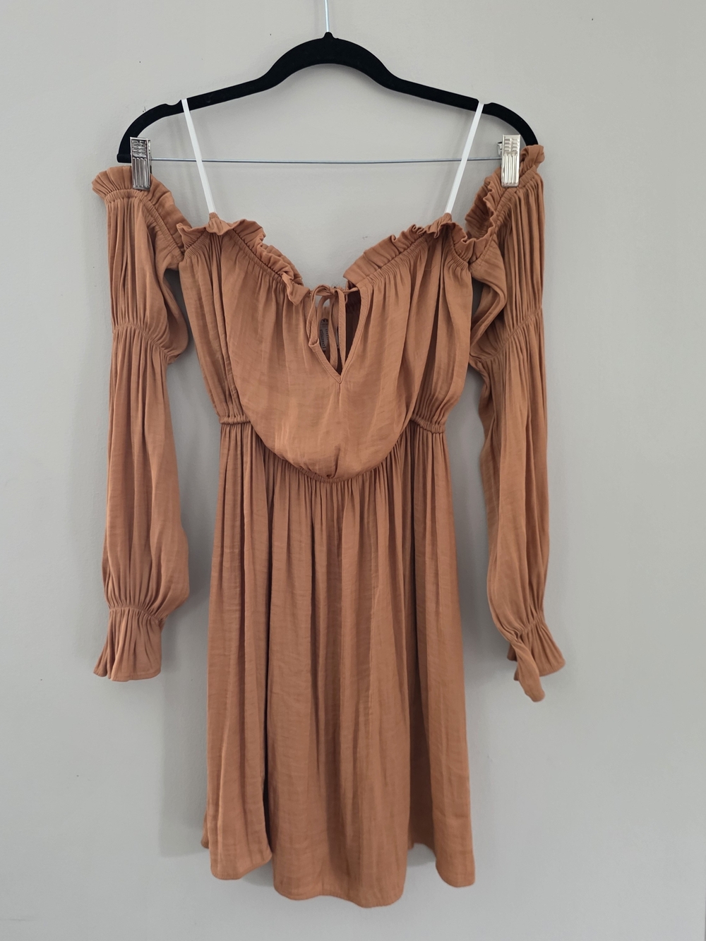 Forever 21 Rust Off-Shoulder Long Sleeve Mini Dress